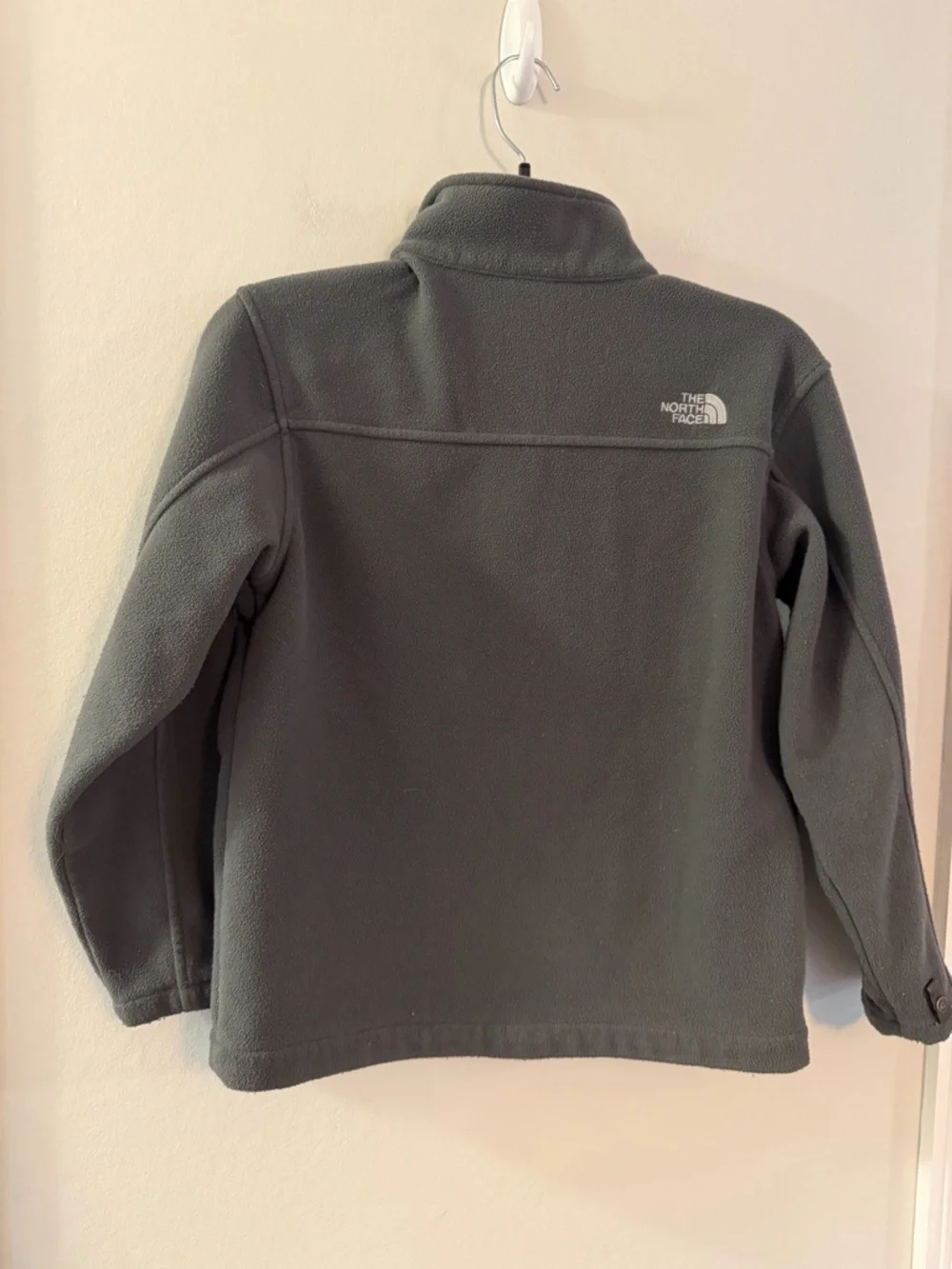 The North Face Boys Fleece Jacket Size Medium (10/12) Gray Red Full Zip